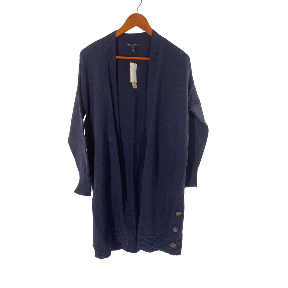 NWT BANANA OPEN FRONT LONG KNIT CARDIGAN PS BLUE